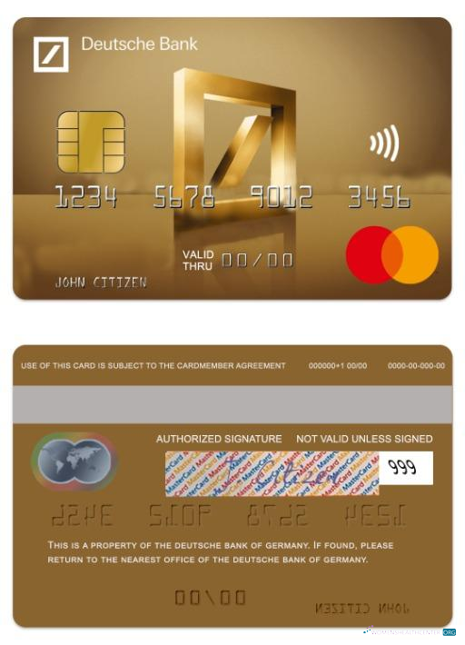 Download Germany Deutsche Bank gold mastercard Photoshop template